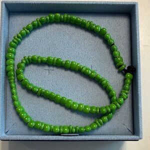 Vibrant Green Beaded Necklace - 16”